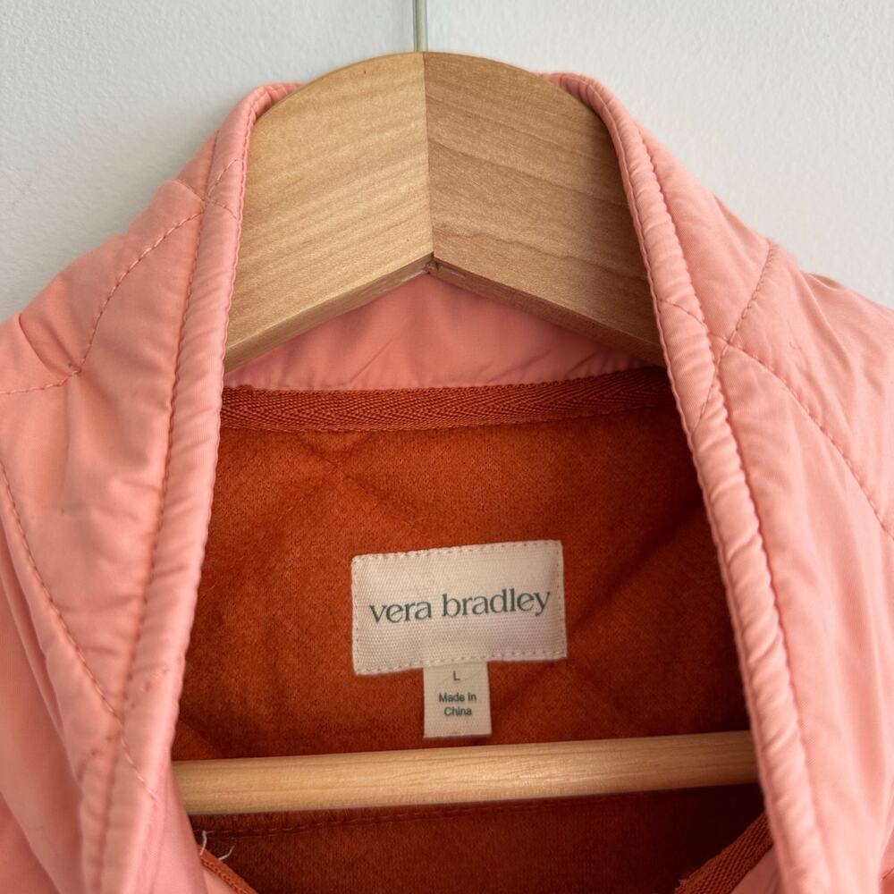 Vera Bradley Teddy Bear Fleece Colorblock Pullover Sweatshirt Orange/Pink L - Picture 4 of 8